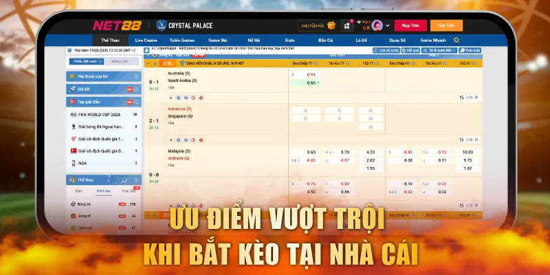 Ưu điểm vượt trội khi bắt kèo tại nhà cái